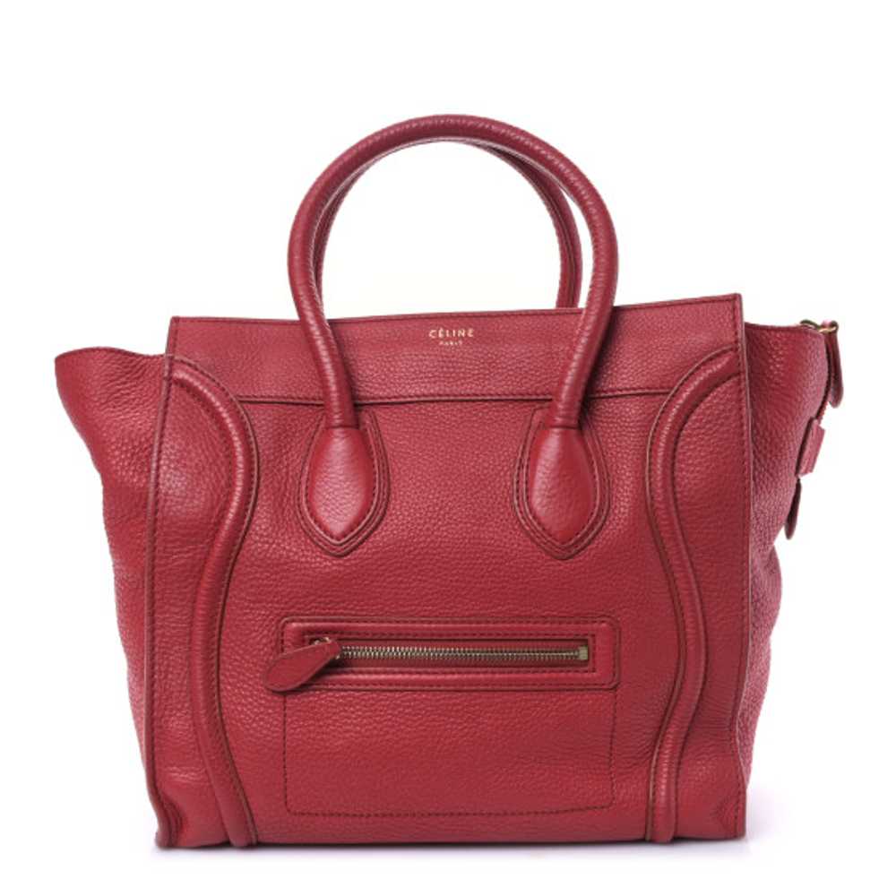 CELINE Drummed Calfskin Mini Luggage Red - image 1