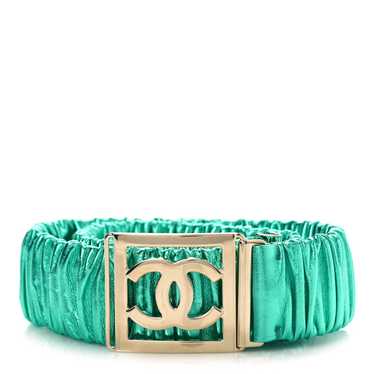 CHANEL Metallic Lambskin Ruched CC Belt 75 30 Gre… - image 1