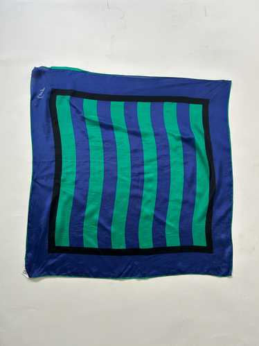 1980s Kenzo Blue Green and Black Silk Scarf