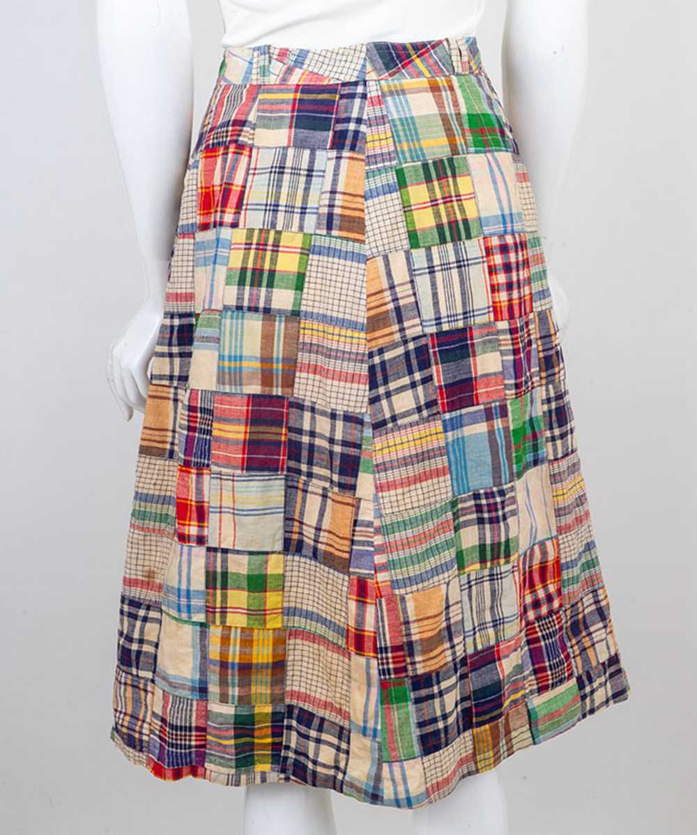 1970s Madras Plaid Patchwork Skirt - image 2