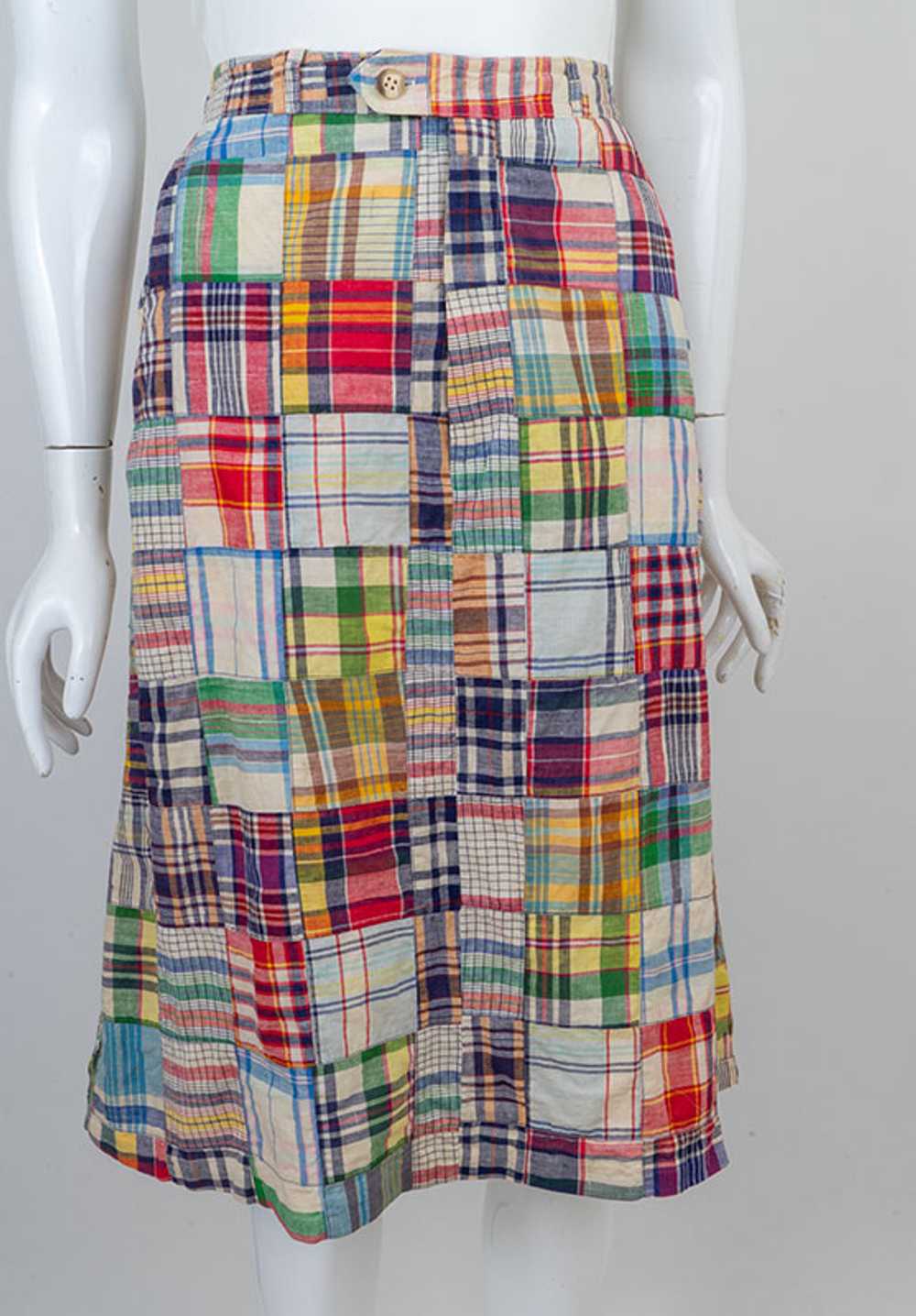 1970s Madras Plaid Patchwork Skirt - image 3