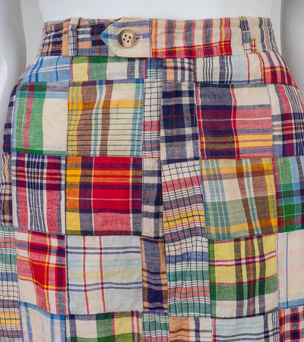 1970s Madras Plaid Patchwork Skirt - image 4