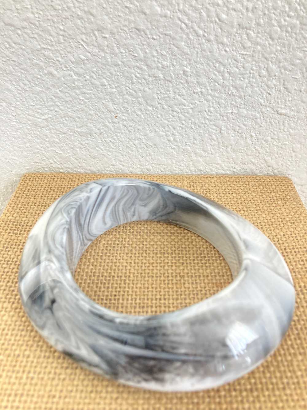 Black and White Marbled Chunky Bangle - image 3