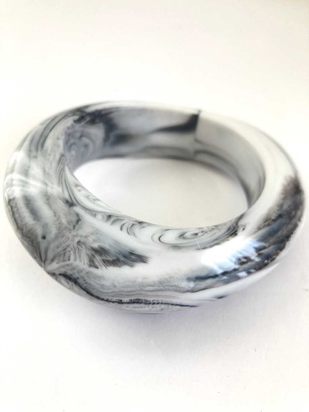 Black and White Marbled Chunky Bangle - image 4