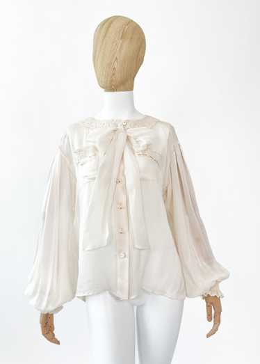 Vintage Chanel Ivory Silk Blouse