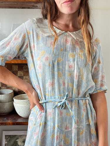 1940s Blue Floral Dress - image 1