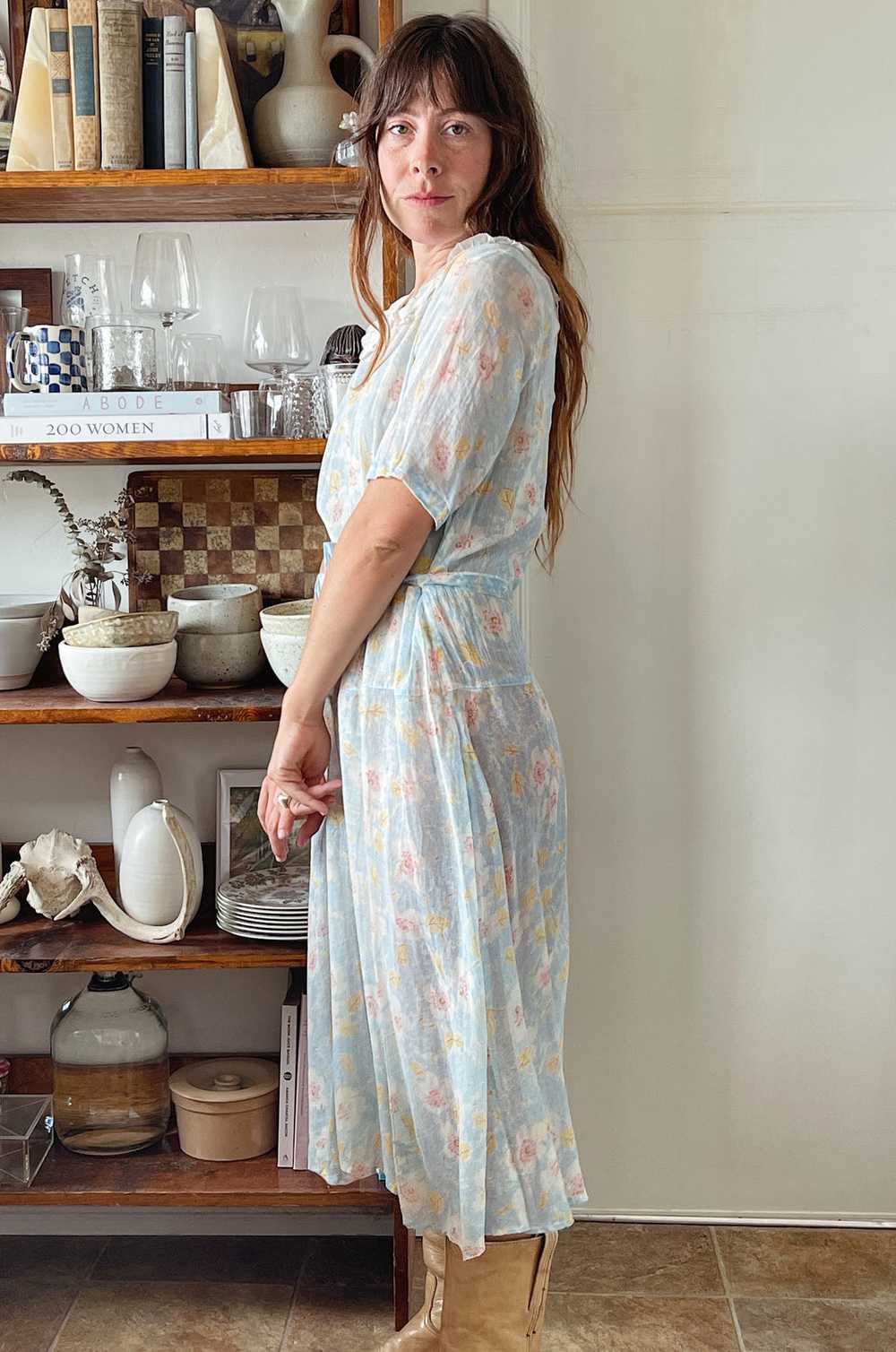 1940s Blue Floral Dress - image 5