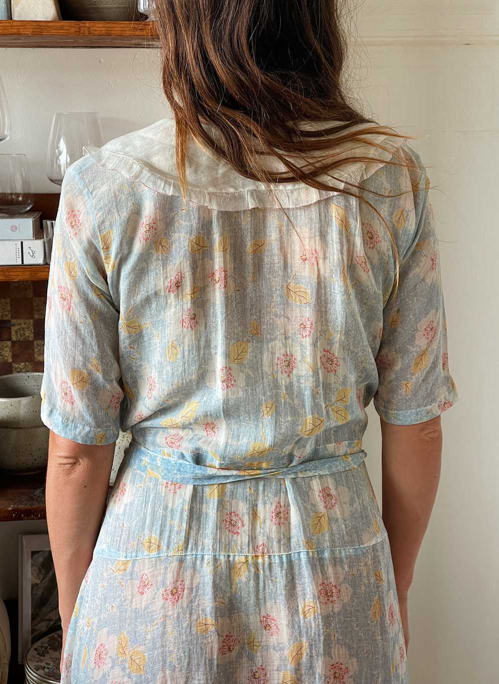 1940s Blue Floral Dress - image 6