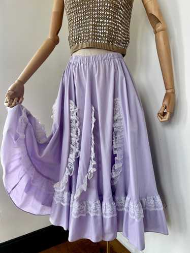 80’s Lilac Lace Ruffle Skirt