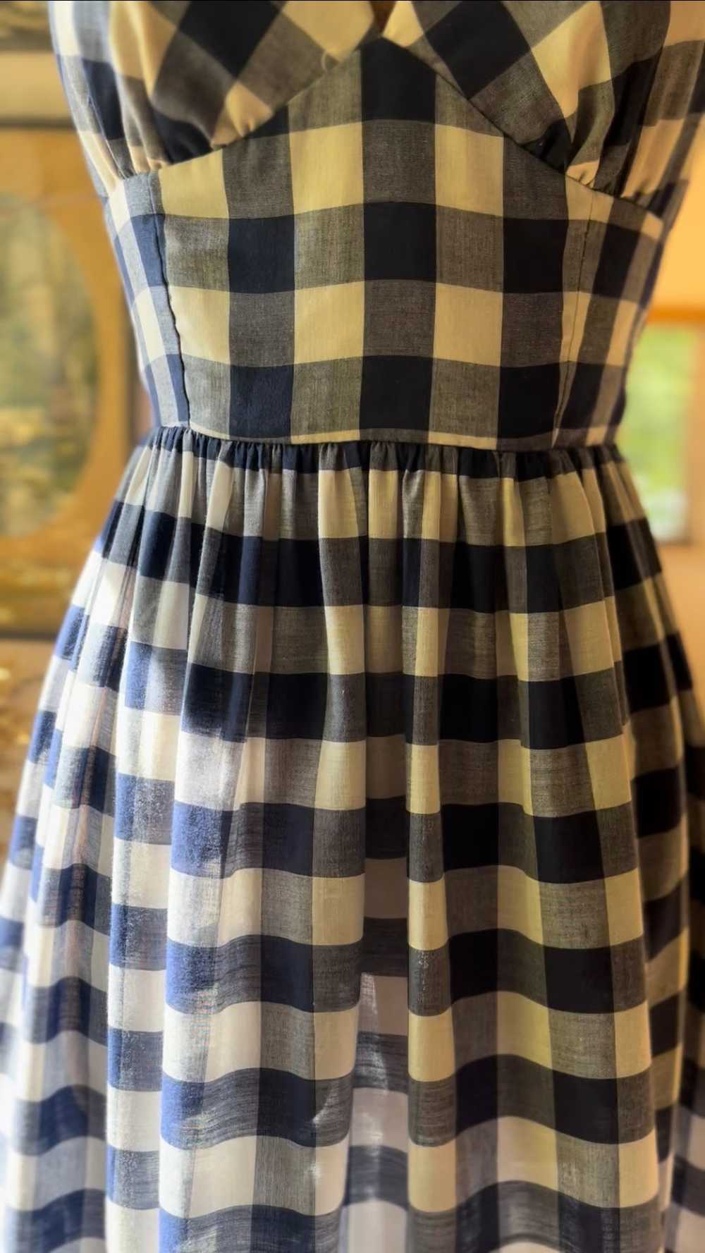 Picnic Perfect 1970’s Vintage Gingham Halter Maxi… - image 4