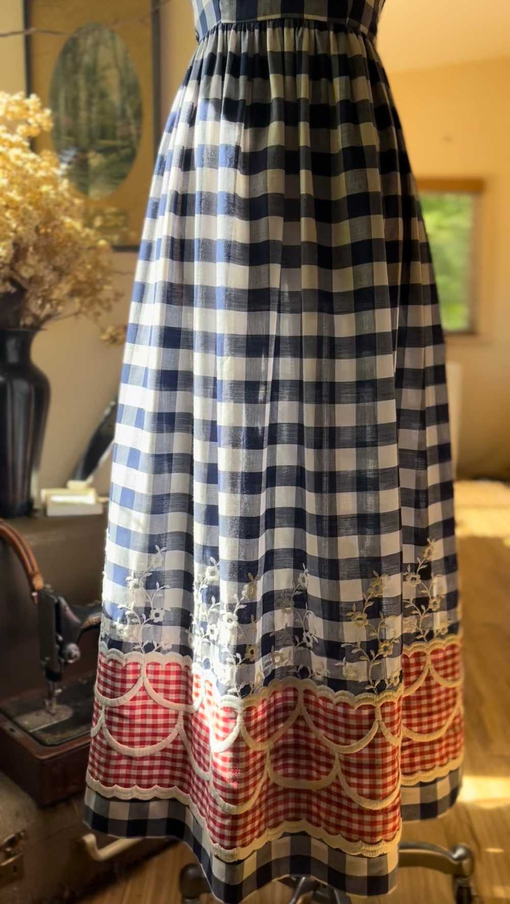 Picnic Perfect 1970’s Vintage Gingham Halter Maxi… - image 5