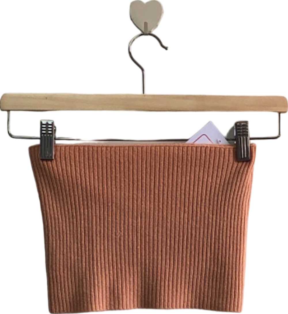 Hobbs Orange Ribbed Knit Tube Top UK S - image 2