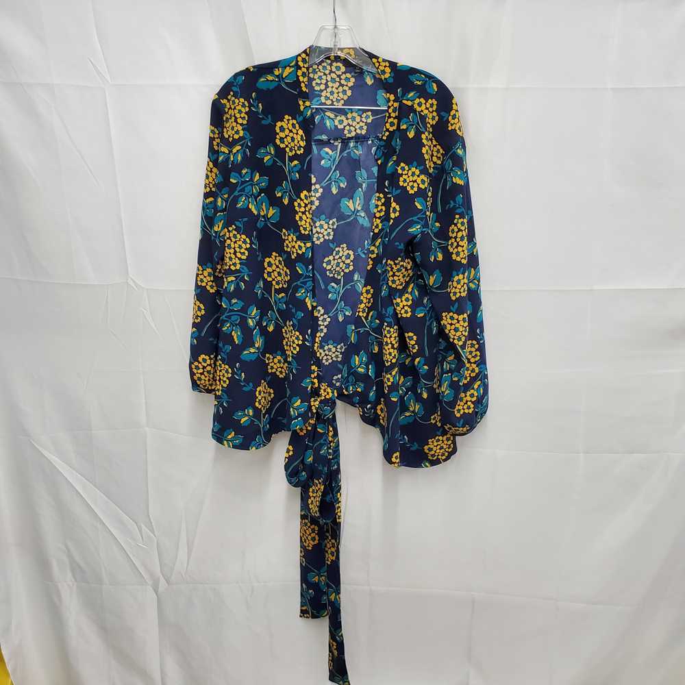 J.CREW J. Crew Blue & Yellow Floral Print Draped … - image 1