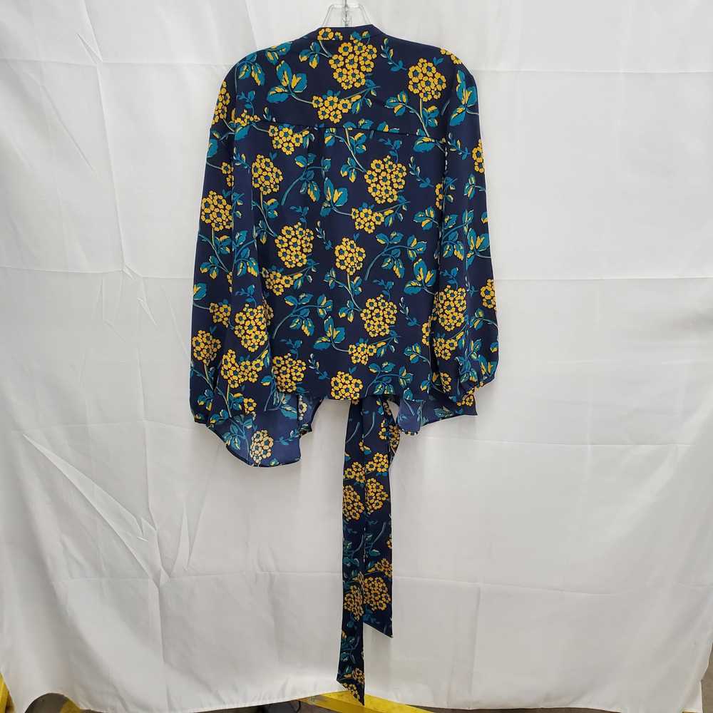 J.CREW J. Crew Blue & Yellow Floral Print Draped … - image 2