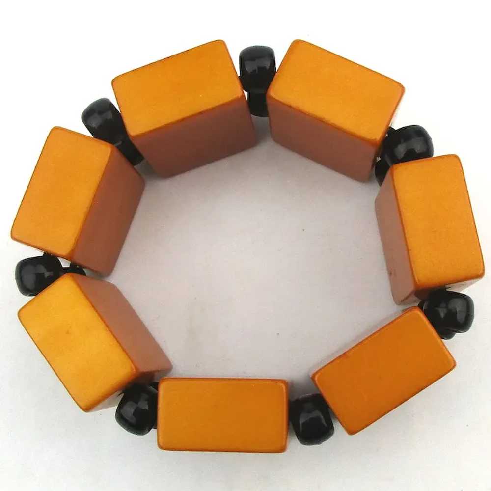 Gamer Bakelite Carved Tile Mah Jong Bracelet Stre… - image 4