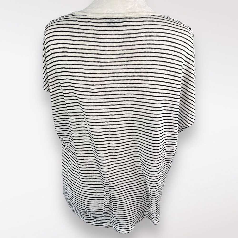 Vince Vince Linen V-Neck Short Sleeve Top Striped… - image 5