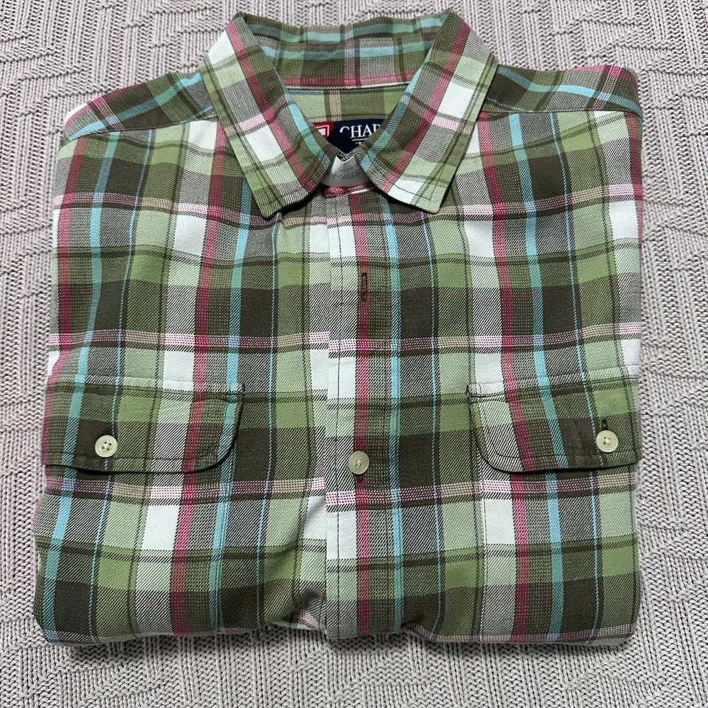 Chaps Chaps green plaid flannel button down - image 1