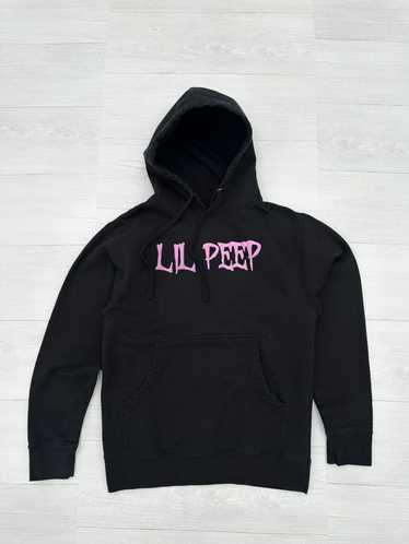 LIL PEEP Lil Peep Black + Pink Puff Print Logo Hoo