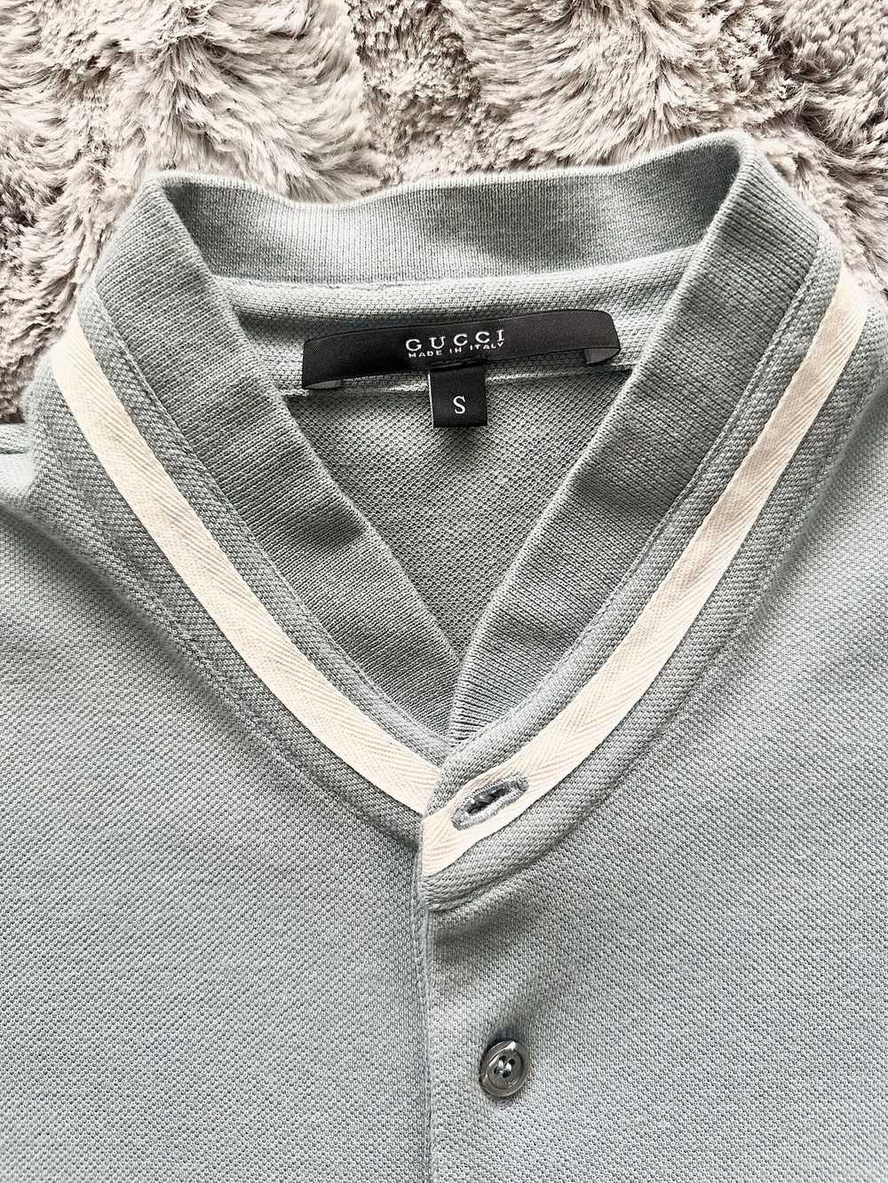 Gucci Gucci Powder Blue Ribbed Stand Collar Polo … - image 11