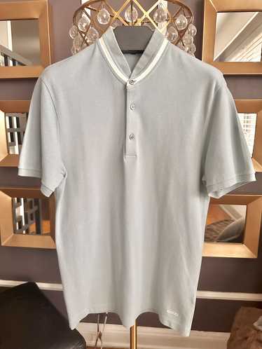 Gucci Gucci Powder Blue Ribbed Stand Collar Polo … - image 1