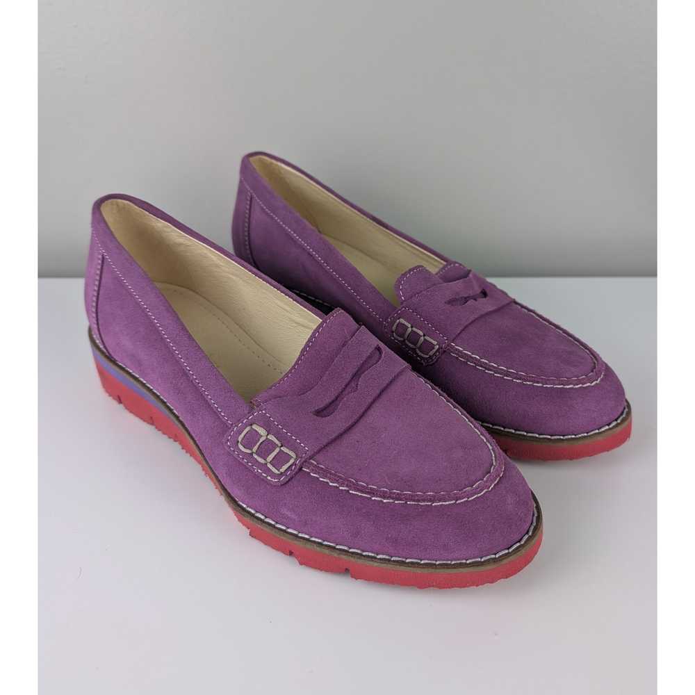 $305 GIROTTI Handmade Loafers 9266 Purple/Red 40 - image 3