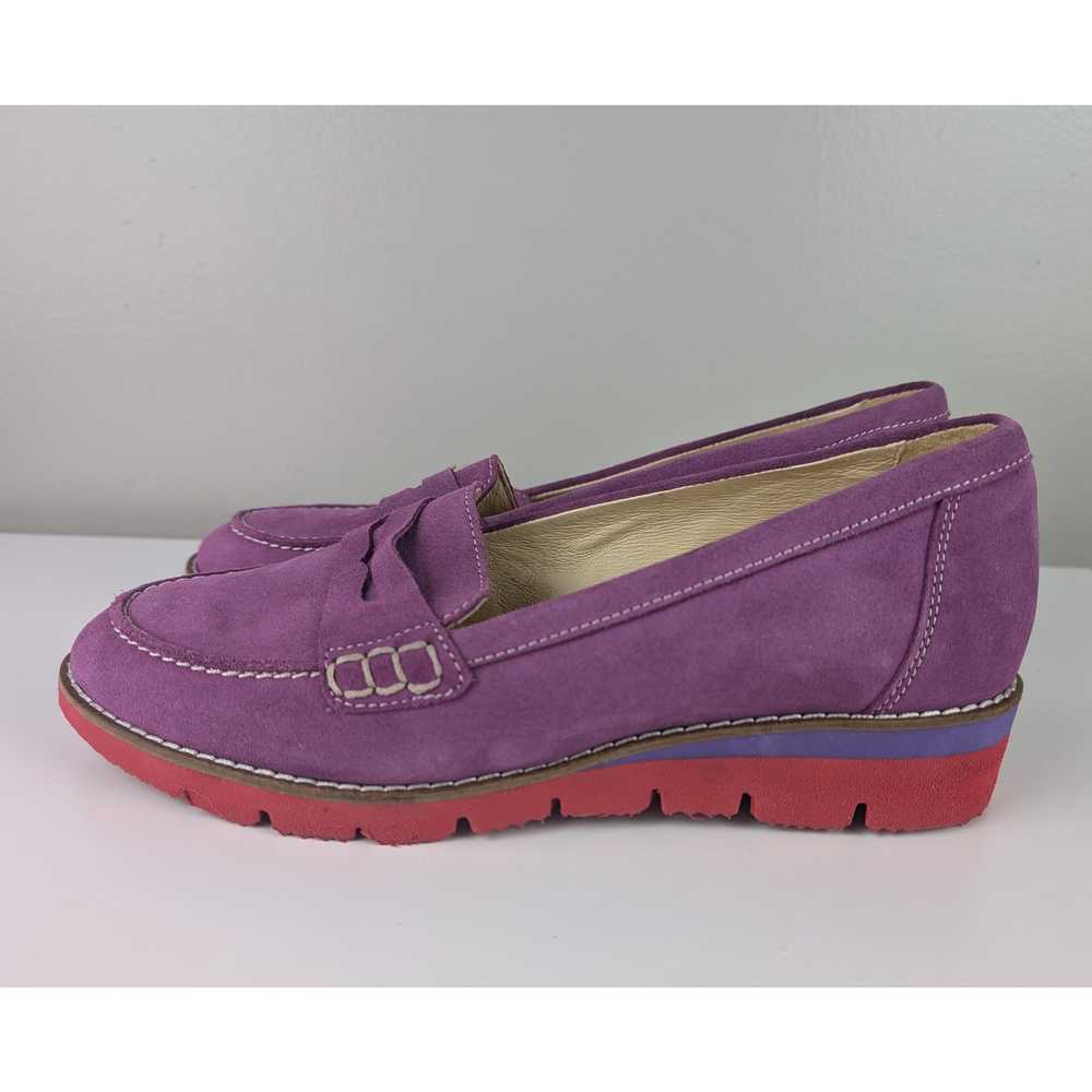 $305 GIROTTI Handmade Loafers 9266 Purple/Red 40 - image 5