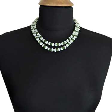 Trifari Green and White Glass Necklace - image 1