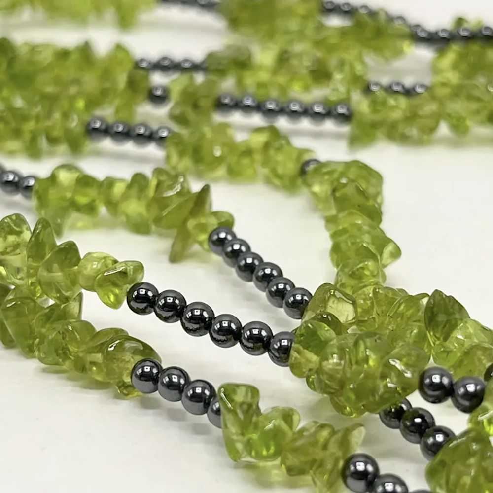 Peridot Nuggets and Hematite Beaded  Necklace 76"… - image 4