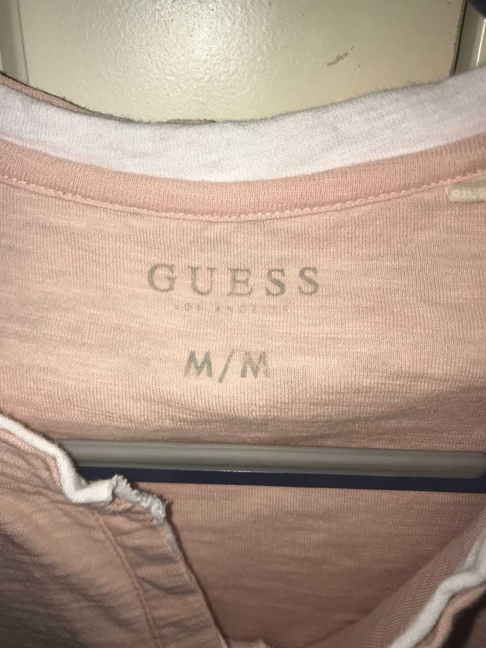 Guess Guess Logo V- neck Short Sleeve Baby Pink T… - image 3