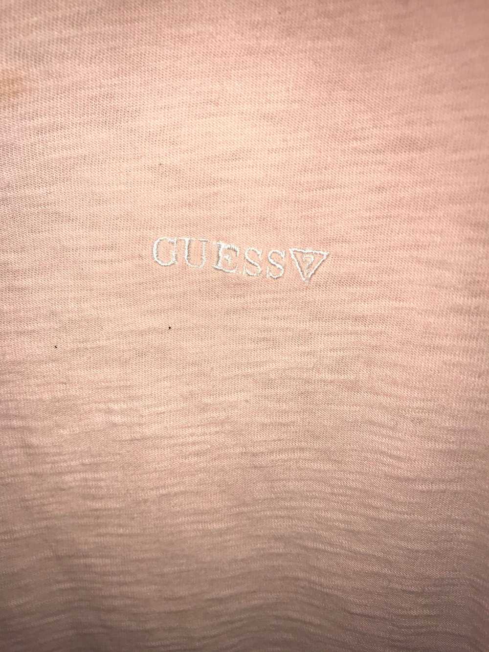 Guess Guess Logo V- neck Short Sleeve Baby Pink T… - image 5