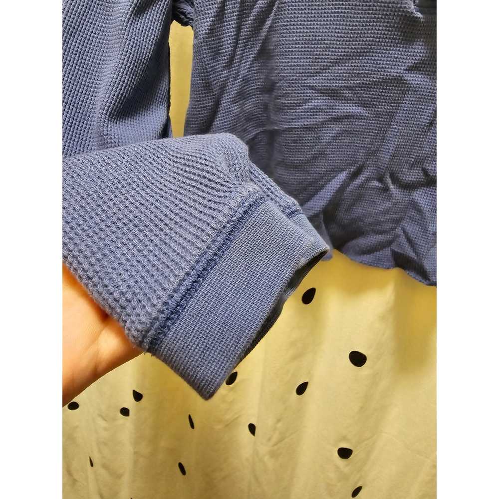 Everlane blue long sleeve waffle knit button crop… - image 5