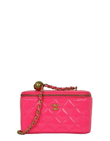 Chanel Neon Pink Patent Pearl Crush Small Vanity C