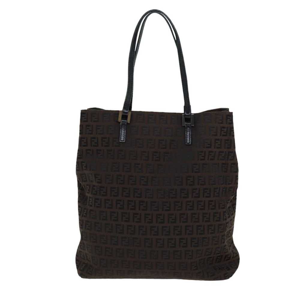 Fendi FENDI Zucchino Canvas Tote Bag Brown Black … - image 2