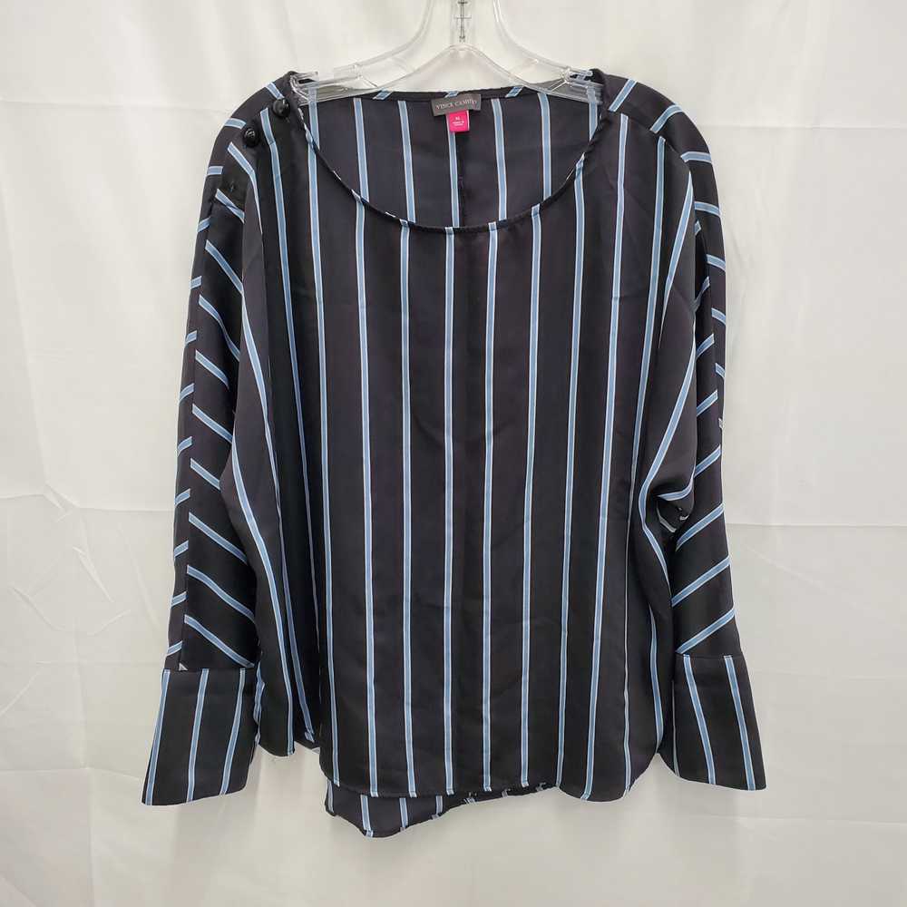 Vince Camuto WM's Black & Blue Striped Blouse Top… - image 1