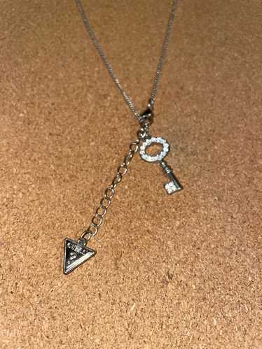 Guess Guess Silver and Crystal Key Logo Lariat Vin