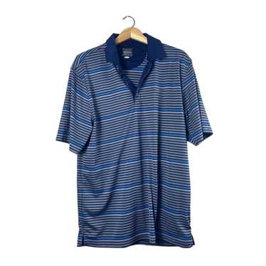 Greg Norman Men's Blue Striped Greg Norman Golf Po