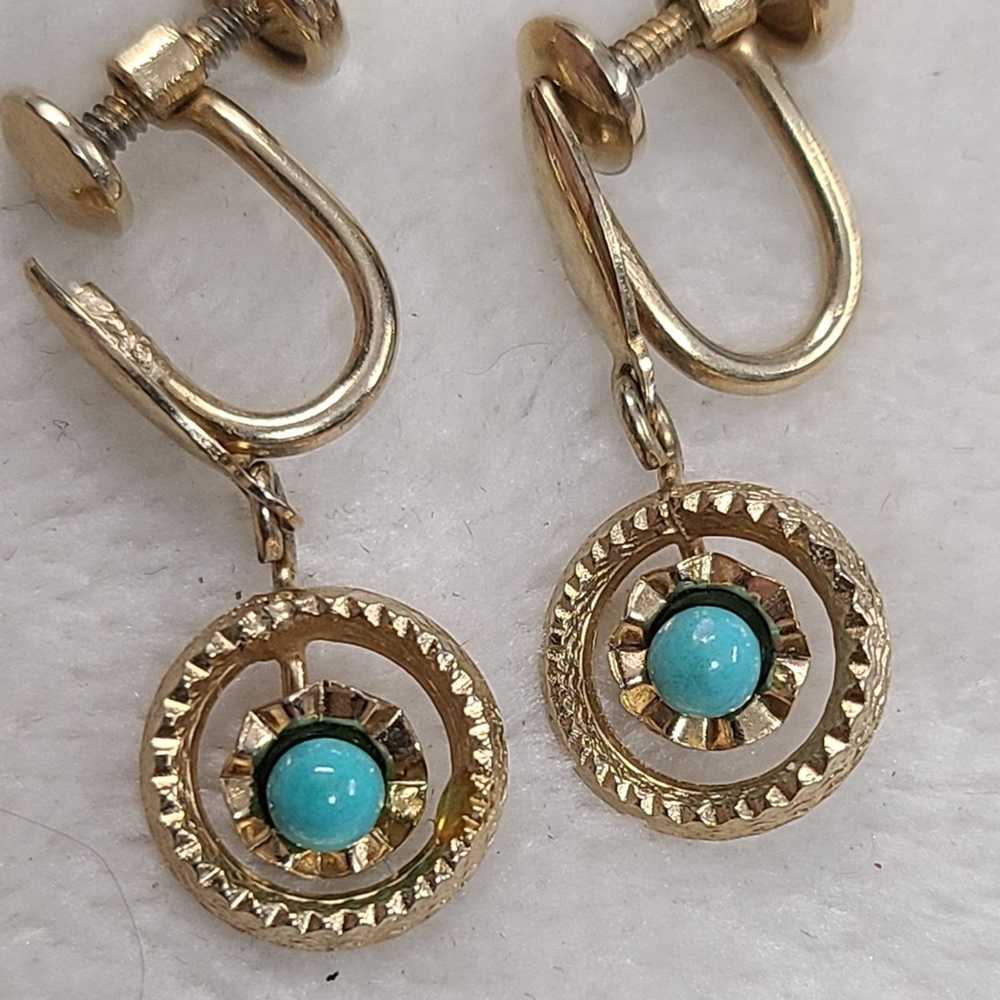 Vintage Vintage 14K Gold EP Screw Back Earrings W… - image 3