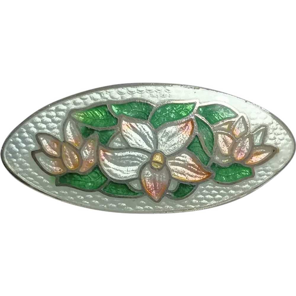 Watson sterling silver enamel flower brooch clois… - image 1