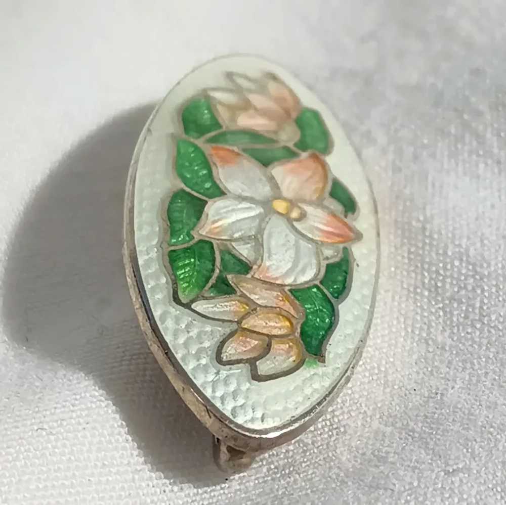 Watson sterling silver enamel flower brooch clois… - image 2