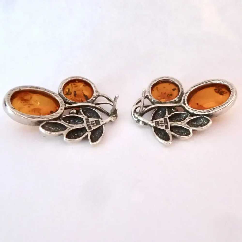 Sterling Silver & Baltic Amber Earrings Poland Le… - image 6