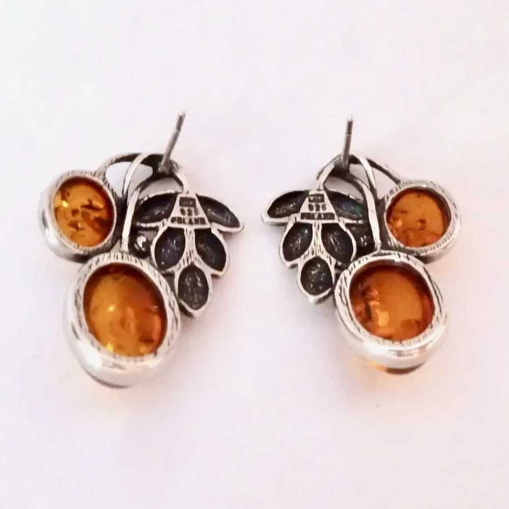 Sterling Silver & Baltic Amber Earrings Poland Le… - image 7