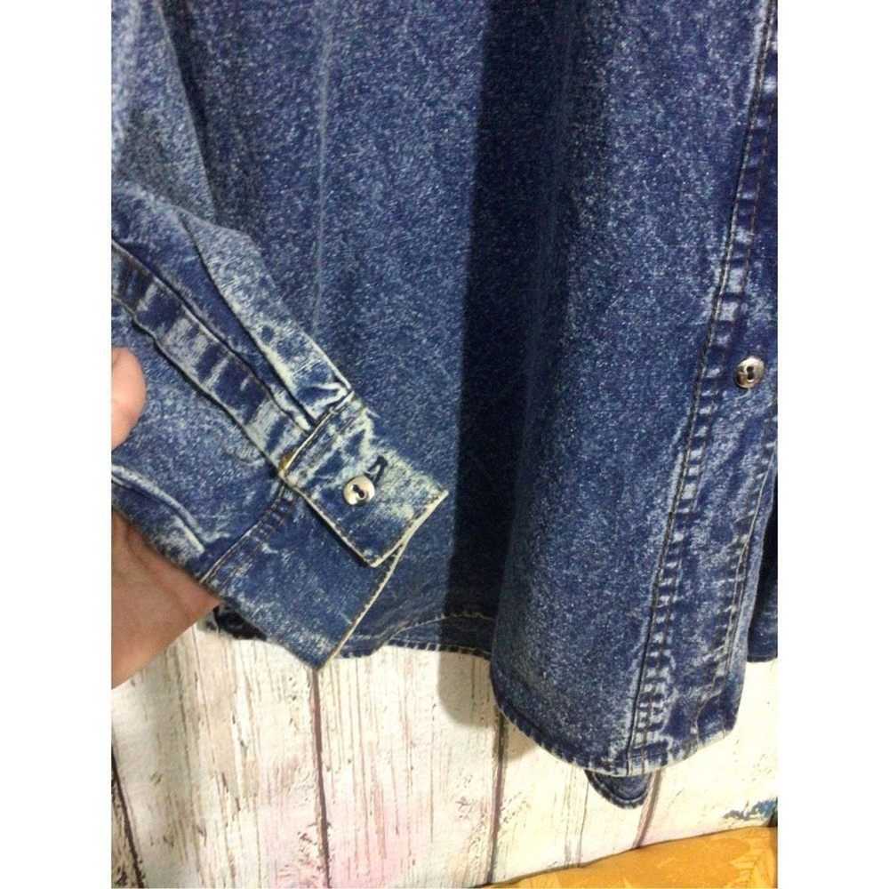 Vintage Vintage 80’s Denim Shirt “Pret” Bling Den… - image 3