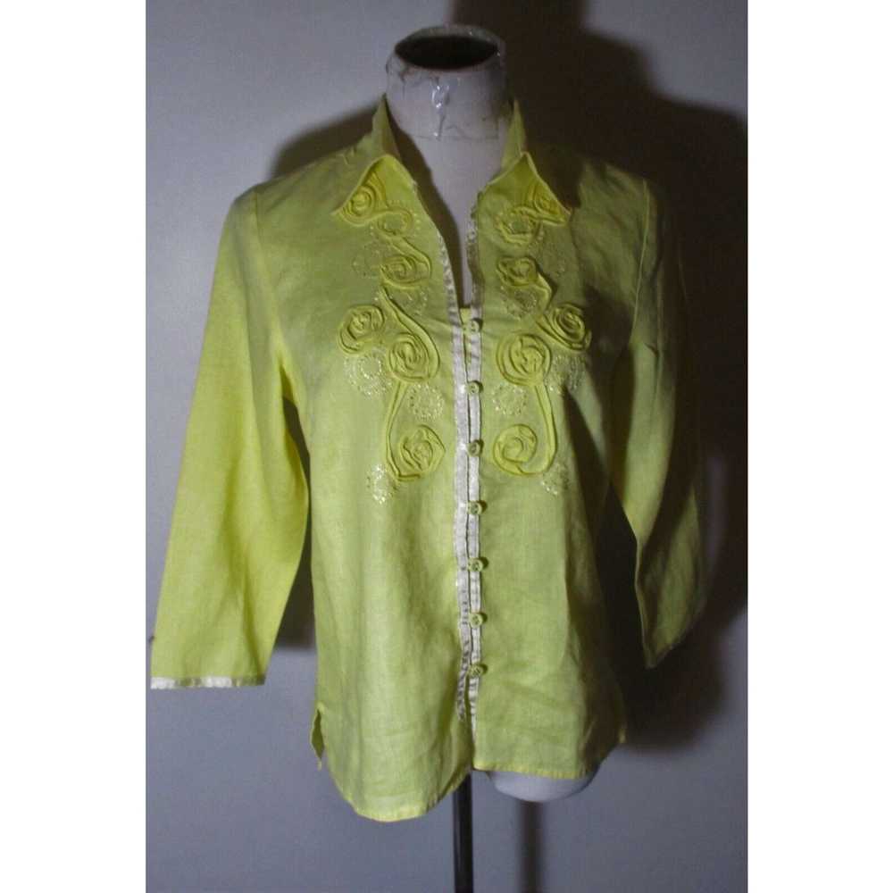 Vintage Women's CAROLE LITTLE Yellow 100% Linen B… - image 1