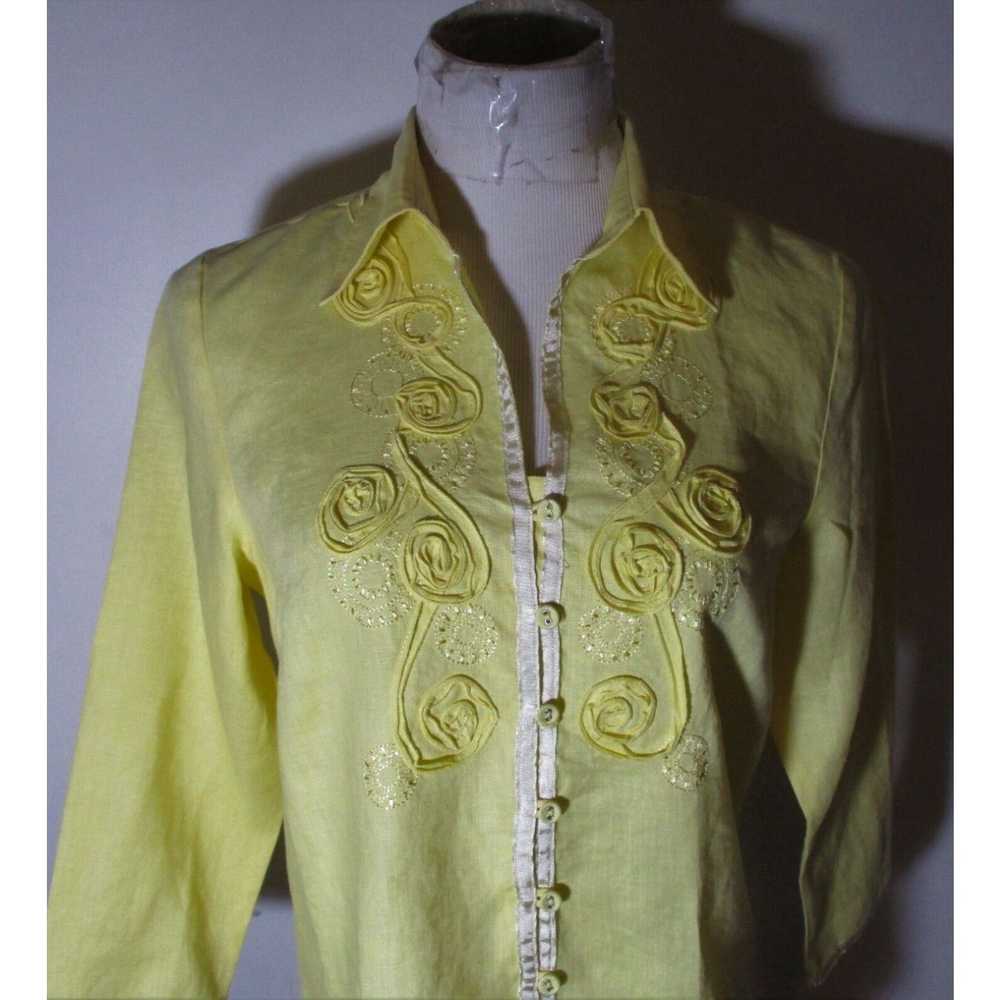 Vintage Women's CAROLE LITTLE Yellow 100% Linen B… - image 2