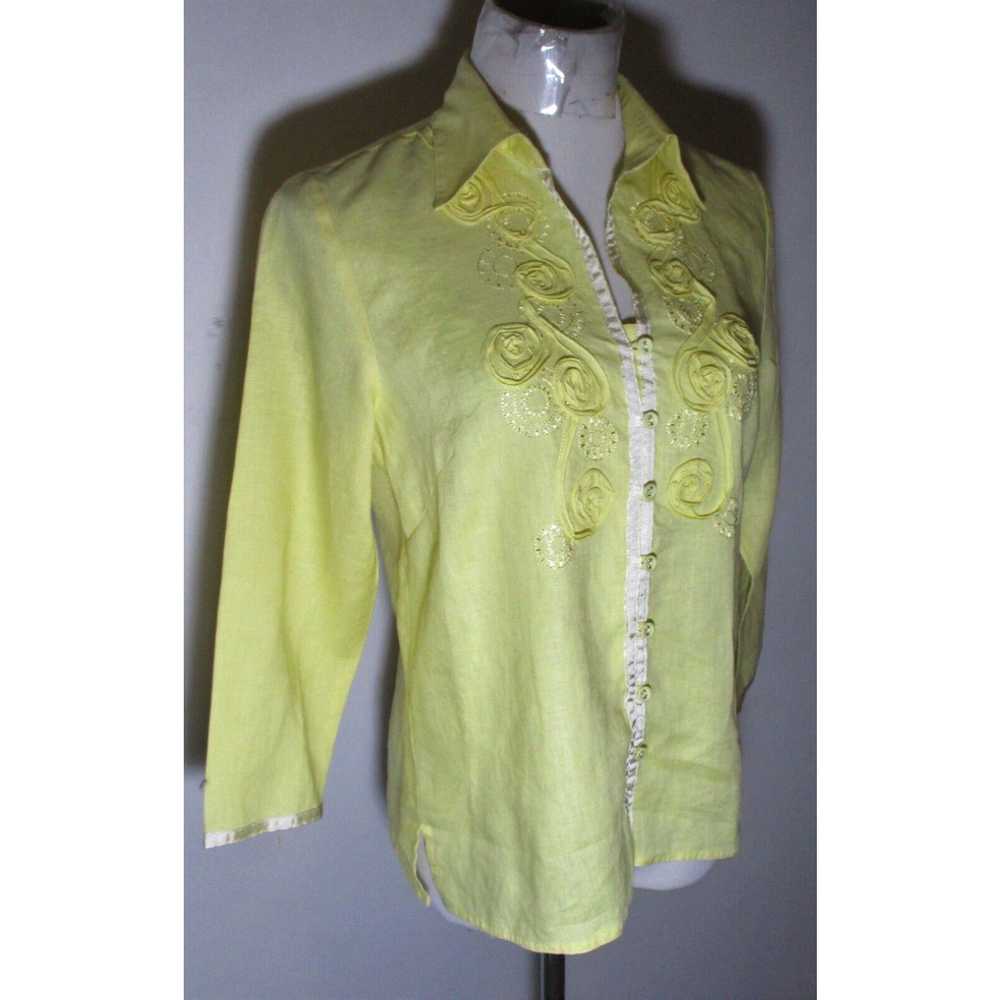 Vintage Women's CAROLE LITTLE Yellow 100% Linen B… - image 3