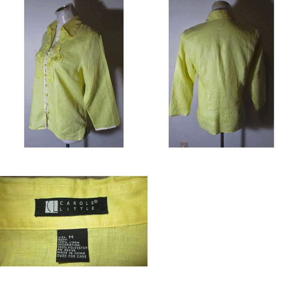 Vintage Women's CAROLE LITTLE Yellow 100% Linen B… - image 4