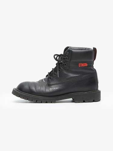 Heron Preston Black Logo Printed High Leather Boot