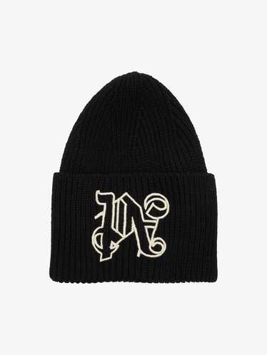 Palm Angels Black Logo Embossed Beanie