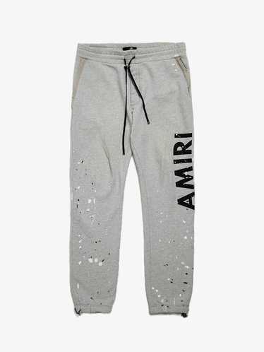 Amiri Gray Paint Splattered Logo Printed Cotton S… - image 1