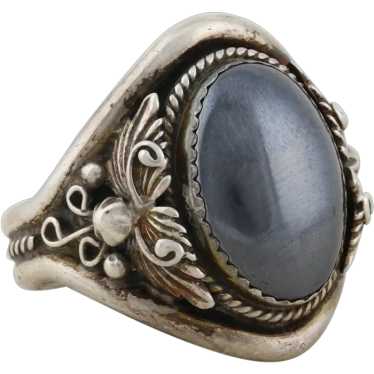 Men's Vintage Sterling Silver Hematite Ring Size … - image 1